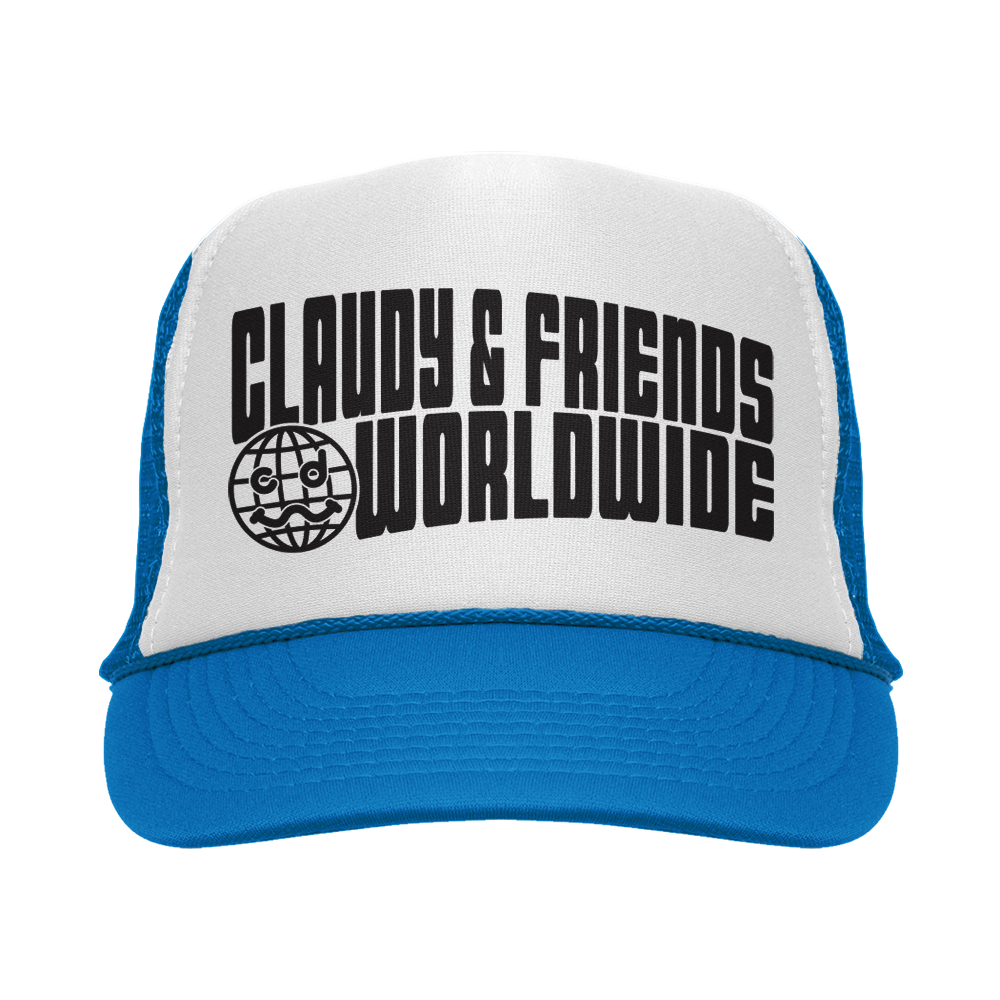 CLAUDY N' FRIENDS® WORLDWIDE BLUE TRUCKER HAT – claudywashere