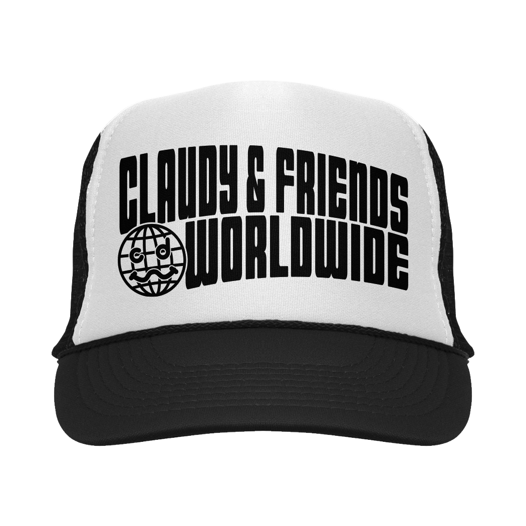 CLAUDY N' FRIENDS® WORLDWIDE BLACK TRUCKER HAT – claudywashere