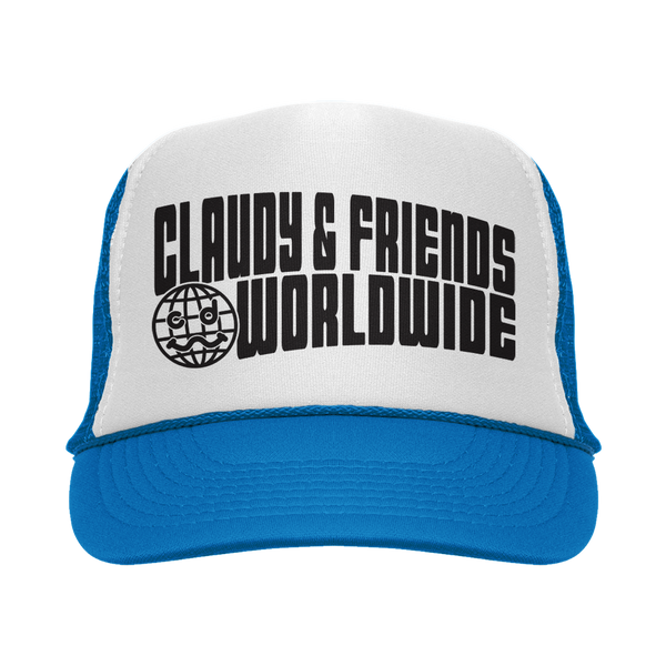 CLAUDY N' FRIENDS® WORLDWIDE BLUE TRUCKER HAT – claudywashere