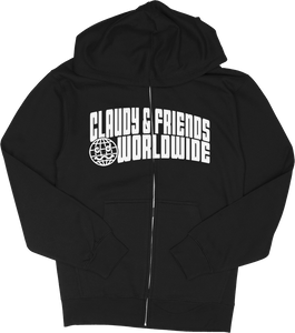 CLAUDY N' FRIENDS® BLACK ZIP-UP HOODIE