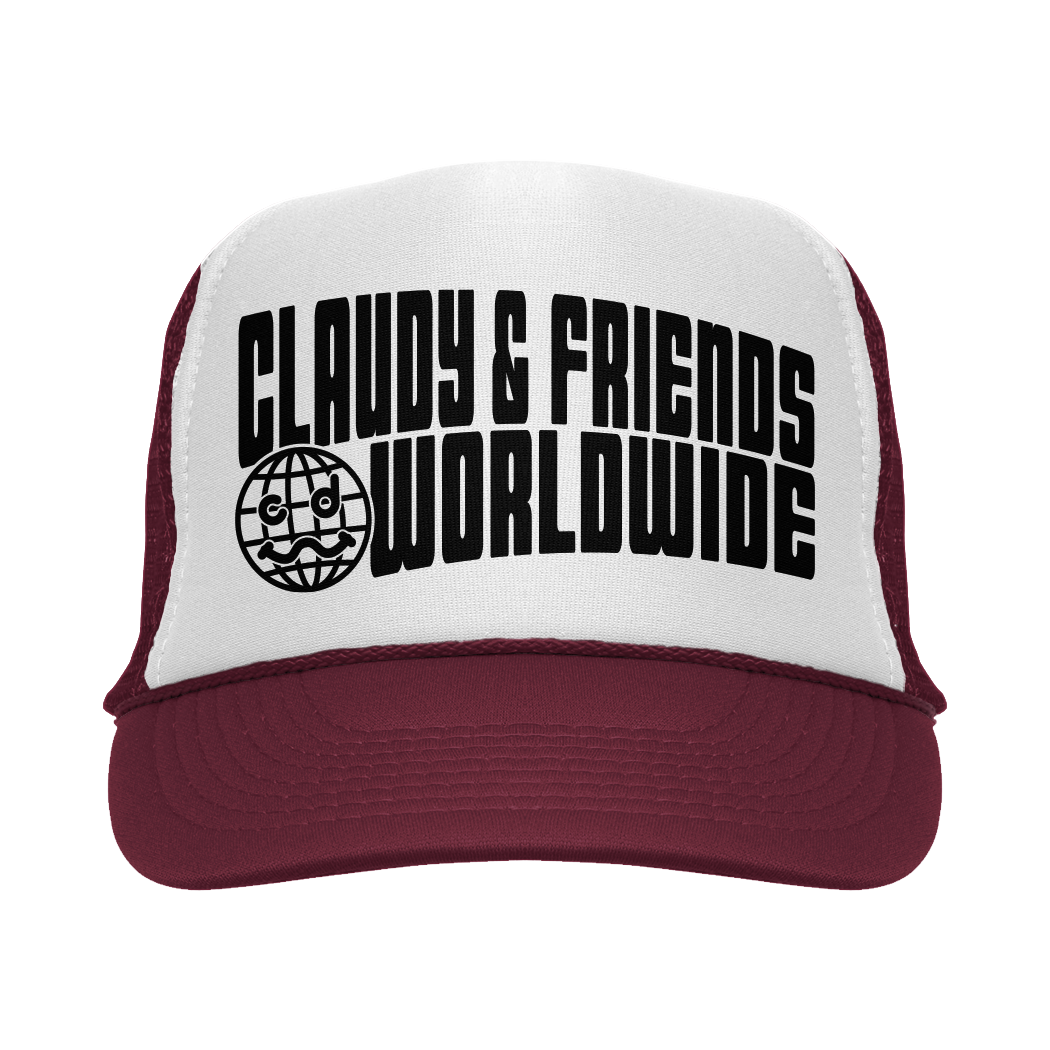 CLAUDY N' FRIENDS® WORLDWIDE MAROON TRUCKER HAT