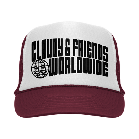 CLAUDY N' FRIENDS® WORLDWIDE MAROON TRUCKER HAT
